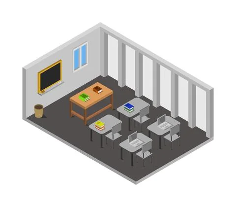 Isometric school class in vector on a white background Stock Illustration