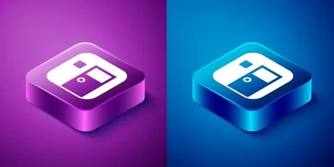 Isometric School classroom icon isolated on blue and purple background. Back to Illustrazione stock