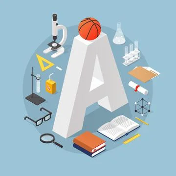 Isometric School Concept Illustration Stock Illustration