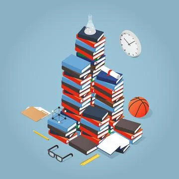 Isometric School Concept Illustration Stock Illustration