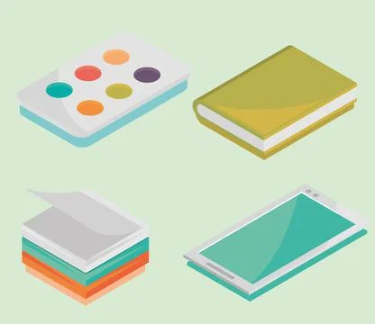 Isometric school equipment Illustrazione stock