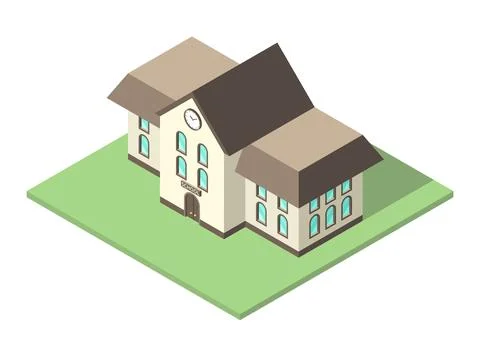 Isometric school, flat design Illustrazione stock