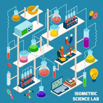 Isometric Science Lab Illustrazione stock
