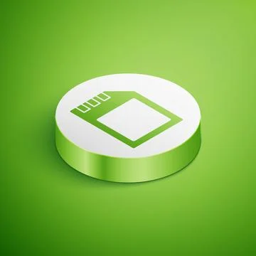 Isometric SD card icon isolated on green background. Memory card. Adapter icon Stock Illustration