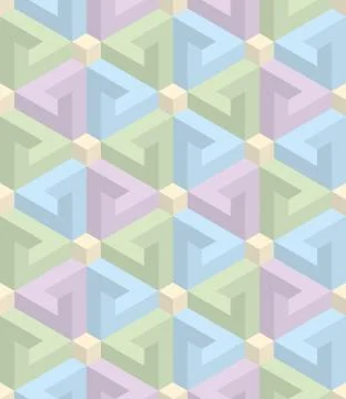 Isometric seamless pattern. 3D optical illusion background. Stock Illustration