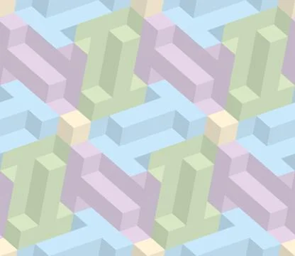 Isometric seamless pattern. 3D optical illusion background. Stock Illustration
