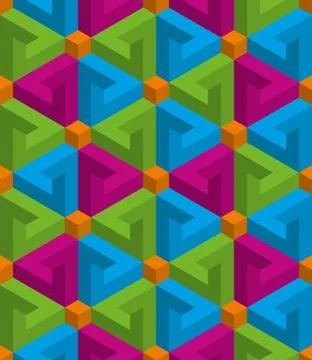 Isometric seamless pattern. 3D optical illusion background. Stock Illustration