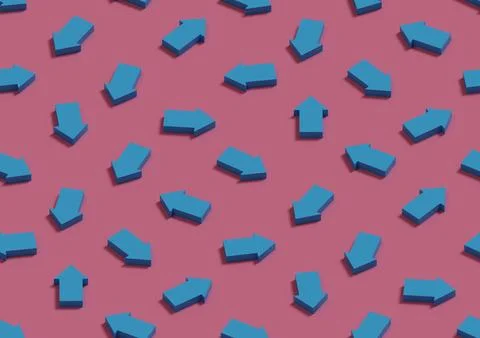 Isometric seamless pattern of blue arrows in different directions. 3d illus.. Stockfoto's