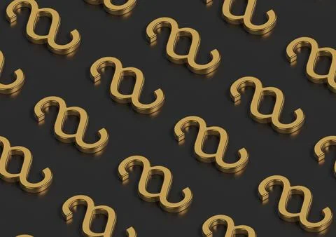 Isometric seamless pattern of golden law paragraph symbol. 3d illustration. Stock-Illustration