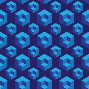 Isometric seamless pattern with optical illusion cubes. Stock Illustration