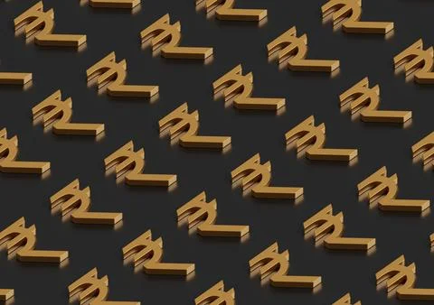Isometric seamless pattern of rupee sign. 3d illustration. 스톡 일러스트