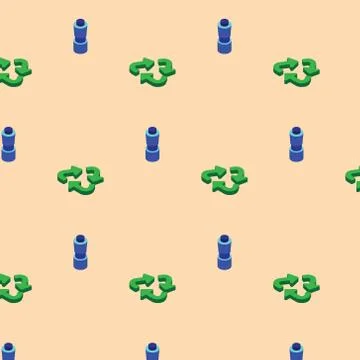 Isometric seamless pattern of the Stop Plastic Pollution concept Stock Illustration