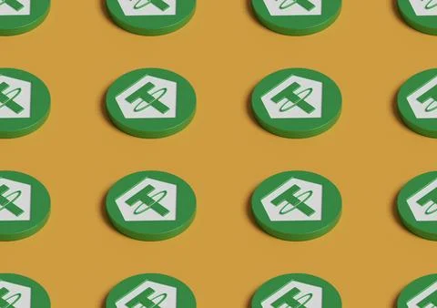 Isometric seamless pattern of Tether USDT coin. 3d illustration. イラスト素材