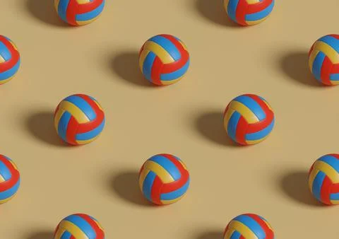 Isometric seamless pattern of volleyballs. 3d illsutration. Stock Photos