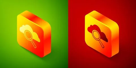 Isometric Search cloud computing icon isolated on green and red background 스톡 일러스트