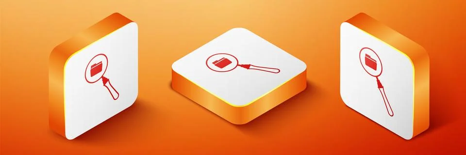 Isometric Search concept with folder icon isolated on orange background Stockillustratie