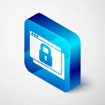 Isometric Secure your site with HTTPS, SSL icon isolated on grey background 库存插图