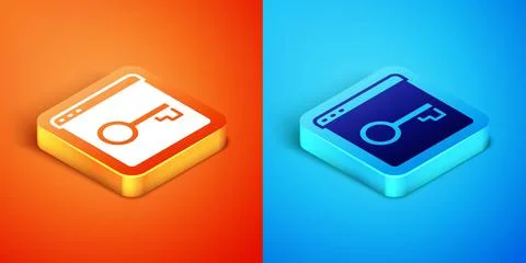 Isometric Secure your site with HTTPS, SSL icon isolated on orange and blue Stockillustratie