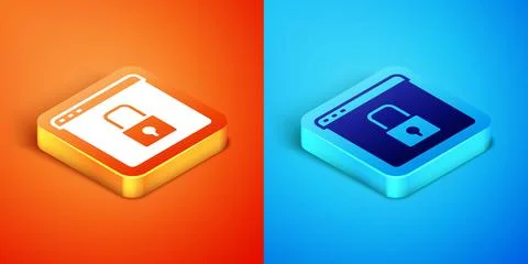 Isometric Secure your site with HTTPS, SSL icon isolated on orange and blue Stockillustratie