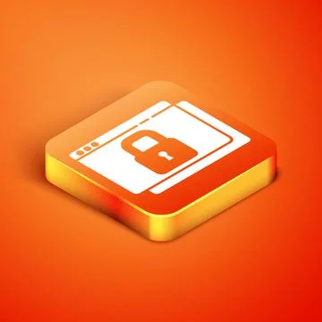 Isometric Secure your site with HTTPS, SSL icon isolated on orange background 스톡 일러스트