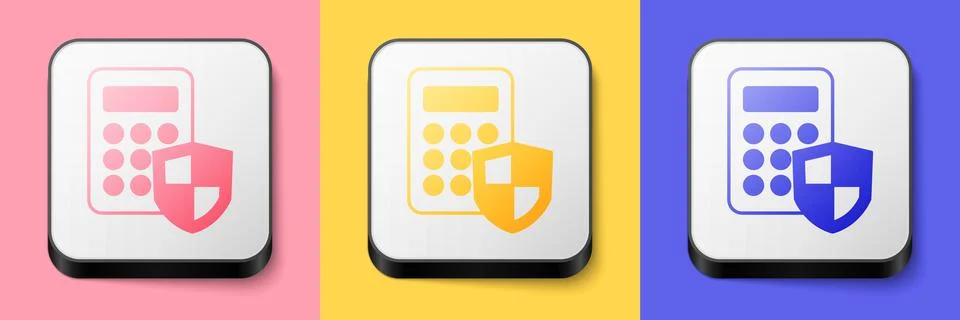 Isometric Security system control panel with display icon isolated on pink Stock Illustration