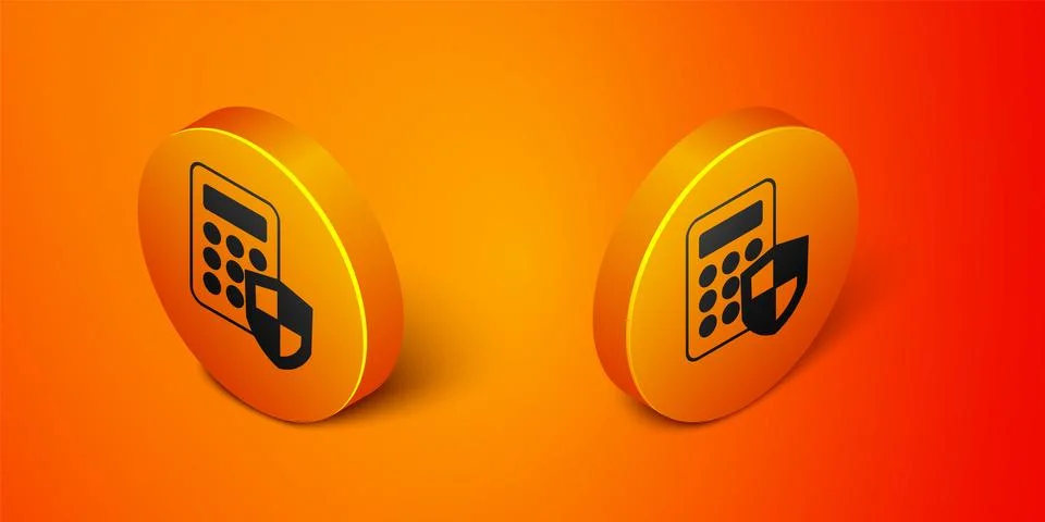 Isometric Security system control panel with display icon isolated on orange Stock Illustration