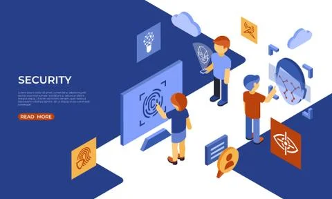 Isometric security technology and scanning icons Stock Illustration