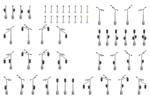 Isometric selection of elements of traffic lights Stock Illustration
