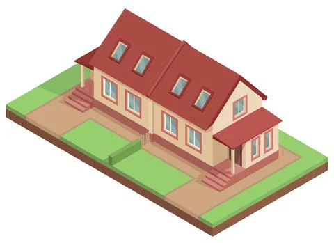 Isometric semi-detached house Stock Illustration