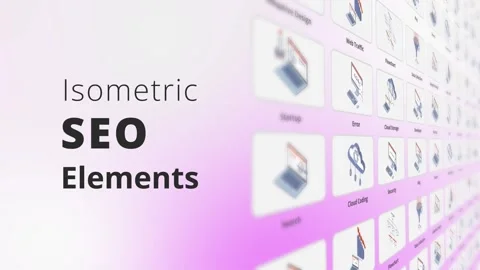 Isometric SEO Elements After Effects stock