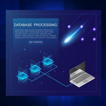 Isometric of Server and data processing concept, datacenter and data base ico Illustrazione stock