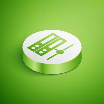 Isometric Server, Data, Web Hosting icon isolated on green background. White Illustrazione stock