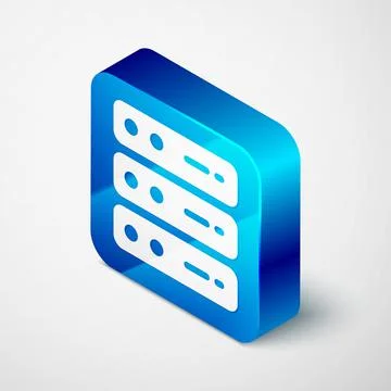 Isometric Server, Data, Web Hosting icon isolated on grey background. Blue Illustrazione stock