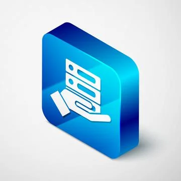 Isometric Server, Data, Web Hosting icon isolated on grey background. Blue Illustrazione stock