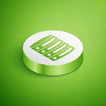 Isometric Server, Data, Web Hosting icon isolated on green background. White Illustrazione stock
