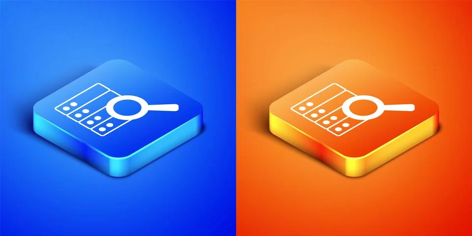 Isometric Server, Data, Web Hosting icon isolated on blue and orange background Stock Illustration