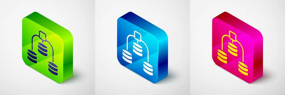 Isometric Server, Data, Web Hosting icon isolated on grey background. Square Stock Illustration