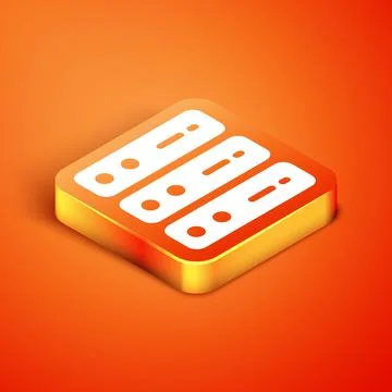 Isometric Server, Data, Web Hosting icon isolated on orange background. Vector 스톡 일러스트