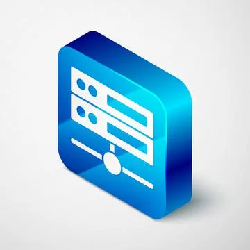 Isometric Server, Data, Web Hosting icon isolated on grey background. Blue Stock Illustration