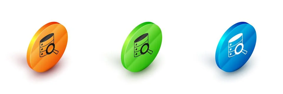 Isometric Server, Data, Web Hosting icon isolated on white background. Circle Stock Illustration