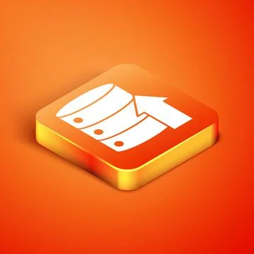 Isometric Server, Data, Web Hosting icon isolated on orange background. Vector Stock Illustration