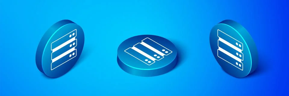 Isometric Server, Data, Web Hosting icon isolated on blue background. Blue Stock Illustration