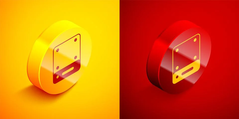 Isometric Server, Data, Web Hosting icon isolated on orange and red background Stock Illustration
