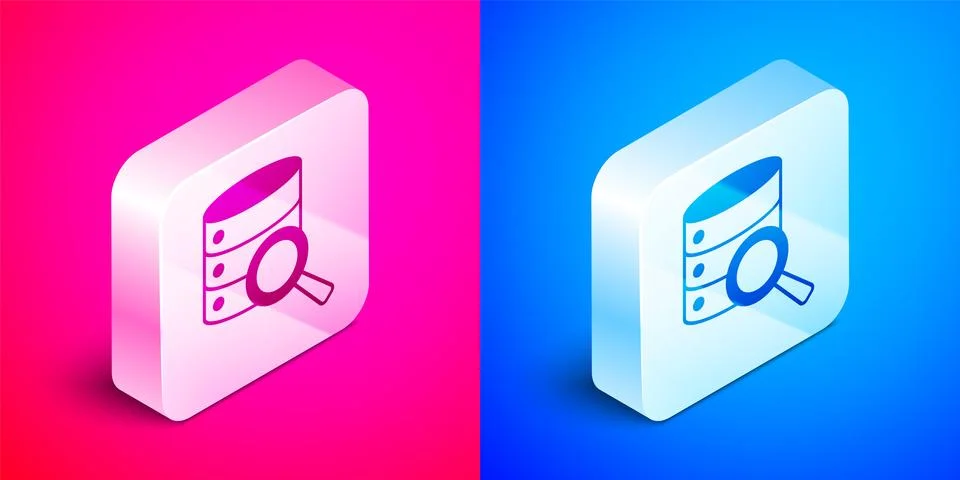 Isometric Server, Data, Web Hosting icon isolated on pink and blue backgrou.. Stock Illustration