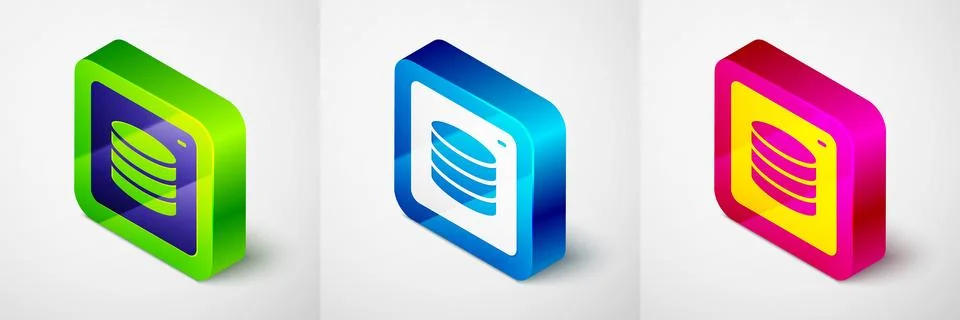 Isometric Server, Data, Web Hosting icon isolated on grey background. Squar.. 스톡 일러스트