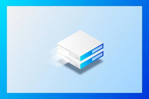 Isometric Server, Digital space, Data storage, Data center, Big Date, Wab ban Stock Illustration