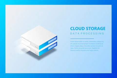 Isometric Server, Digital space, Data storage, Data center, Big Date, Wab ban Stock Illustration