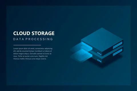 Isometric Server, Digital space, Data storage, Data center, Big Date, Wab ban Stock Illustration