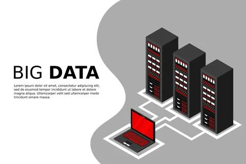 Isometric server equipment. Stock Illustration