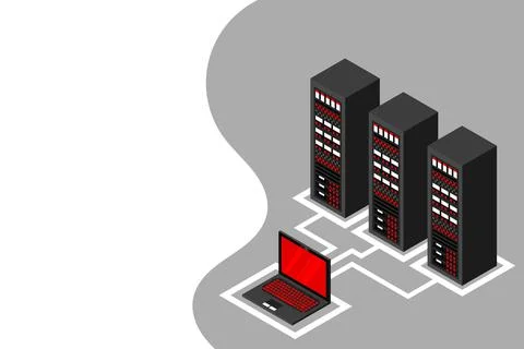 Isometric server equipment. Stock Illustration